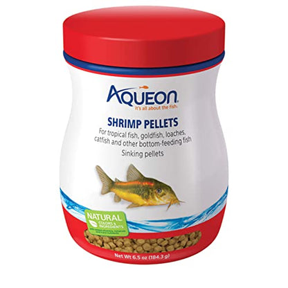 Aqueon Shrimp Pellets Sinking Food for Tropical Fish, Goldfish, Loaches, Catfish and Other Bottom Feeding Fish, 6.5 oz | For tropical fish, goldfish, loaches, catfish and other bottom feeders - size: 6.5 Ounce (Pack of 1)