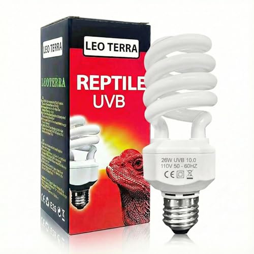 Leoterra Reptile UVB Light Bulb 26W 10.0, High Intensity UVB Light for Bearded Dragon, Veiled Chameleons & Adult Red-Eared Sliders in Large Terrarium, Powerful UVA UVB for Reptile - size: 26w 10.0