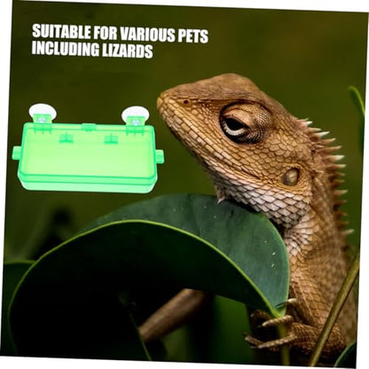 HANABASS Reptile Feeder Bowl Suction Cup Food Dish for Bearded Dragon Gecko Snake Insect Water Feeder - color: Light Green, size: 9.00X6.00X3.50CM