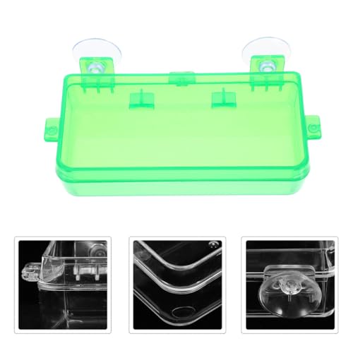 FRCOLOR Reptile Food Bowl and Water Dish with Suction Cups, Large Green Plastic Insect Feeder for Bearded Dragon, Gecko, Chameleon, and Lizard Tank Accessories