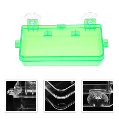 FRCOLOR Reptile Food Bowl and Water Dish with Suction Cups, Large Green Plastic Insect Feeder for Bearded Dragon, Gecko, Chameleon, and Lizard Tank Accessories