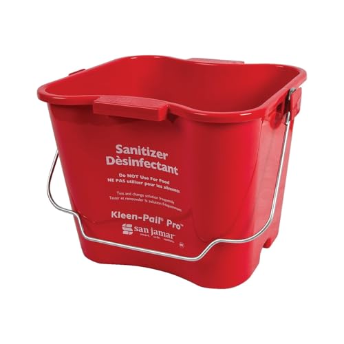 San Jamar Kleen-Pail Pro, Bucket with Handle for Cleaning Products in Commercial and Home Setting, 6 Qts, 1 Count, Red - size: 6 Quarts