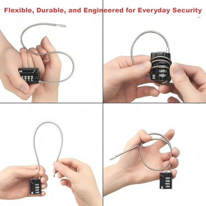 RESET-200 4-Digit Combination Cable Lock, 11.8 in/30cm, 2 Pack | 11.8 in/30cm cable for lockers, bags, storage boxes, and small gear; light-duty use only. 2 locks included. - size: 30cm(12 inch)Cable