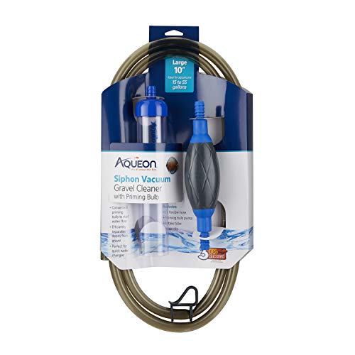 Aqueon Siphon Vacuum Gravel Cleaner With Bulb Large - 10 Inches | Aquarium vacuum gravel cleaner, 6 foot flexible hose with bucket clip, ideal for aquariums 15 to 55 gallons - size: Large - 10 Inches, style: With Bulb