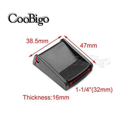 CooBigo 5pcs Webbing Cam Buckles Plastic Black Toggle Clip Backpack Straps - color: 1-1/4 Inch