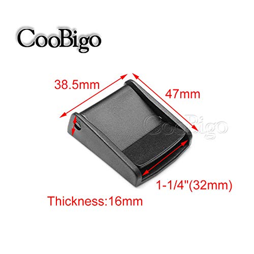 CooBigo 5pcs Webbing Cam Buckles Plastic Black Toggle Clip Backpack Straps - color: 1-1/4 Inch
