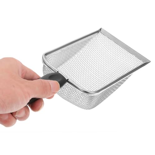 Fine Mesh Sand Scoop for Reptiles Heavy Duty Stainless Steel 6-mesh Substrate Cleaner with 3.8x3.8mm Mesh Size, Arched Blade Design Reaches into Desert Terrarium Corners for Lizard