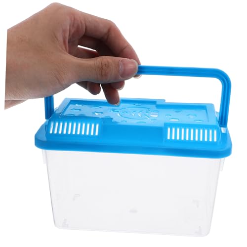 BESPORTBLE Portable Transparent Plastic Aquarium for Small Turtles Lightweight Travel Fish Tank with Lid Turtle Habitat and Easy to Clean Reptile Container for Pets