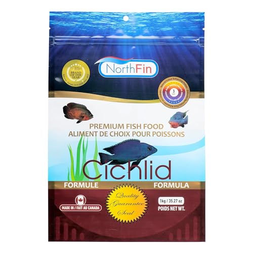 Northfin Cichlid Fish Food, Slow-Sinking Pellets, 3mm, 1kg | Cichlid Formula; slow-sinking pellets for carnivorous & omnivorous cichlids; whole Antarctic krill meal; crafted in Canada - size: Net Wt: 1kg, style: 3mm