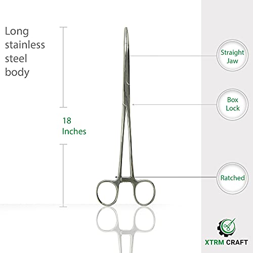 Pean Hemostat Straight and Curved Multipurpose Locking Tweezer Clamps Serrated, Stainless Steel - Hemostats for Nurses, Fishing Forceps, Crafts and Hobby - style: Straight