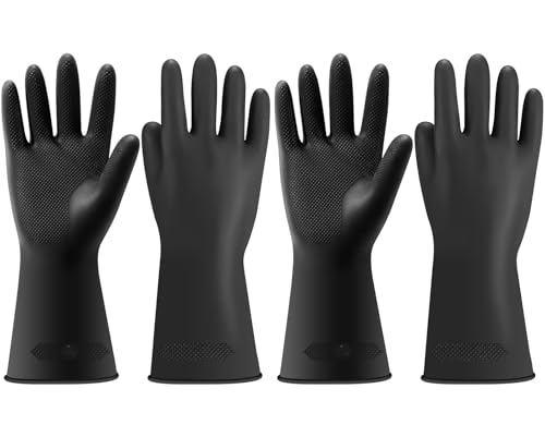 Haiou Chemical Resistant Nitrile Gloves Long Rubber Gloves for Drains, Acid, Oil, and Industrial Use Household Cleaning - color: 14"-2pairs