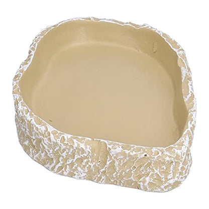 Yosoo Reptile Food Bowl Resin Feeding Dish for Aquarium, Flat Bottom Design for Turtles Lizards Geckos Frogs, Easy Clean with Water