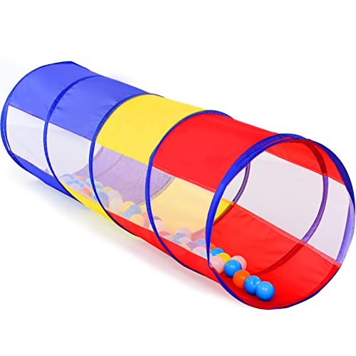 PigPigPen Kids Tunnel for Toddlers,Pop Up Play Tunnel Tent for Babies or Dogs, Indoor & Outdoor Toys for Kids Backyard Playset. (Red,Yellow,Blue Play Tent with mesh) - style: Red,yellow,blue play tent with mesh