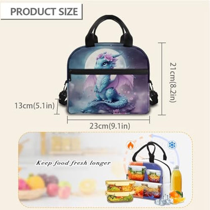 Dragon Lunch Box Containers Moon Kids Lunch Bag Back to School Lunchbox Cute Insulated Lunch Bag Outdoor Lunchbag Camping Lunchbox Picnic Lunch Container - color: Dragon