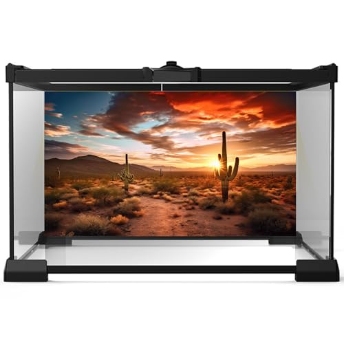 Reptile Habitat Background Sunset Desert Terrarium Background Towering Saguaro Cacti Silhouetted Against Sky Rugged Terrain Vibrant Desert Colors Landscape Tank Backdrop Vinyl 24x12in - color: Cacti Red, size: 24(W)x12(H)inches/ 60(W)*30cm(H)