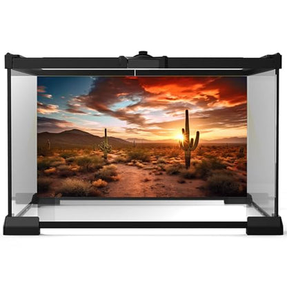 Reptile Habitat Background Sunset Desert Terrarium Background Towering Saguaro Cacti Silhouetted Against Sky Rugged Terrain Vibrant Desert Colors Landscape Tank Backdrop Vinyl 24x12in - color: Cacti Red, size: 24(W)x12(H)inches/ 60(W)*30cm(H)
