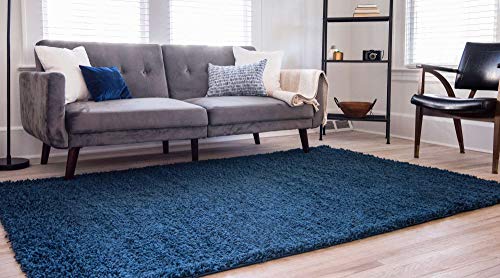 Unique Loom Solid Shag Collection Area Rug (2' 2" x 3' 1" Rectangle, Sapphire Blue/ Navy Blue) - color: Sapphire Blue/Navy Blue, size: 2'2" x 3'1" (Rectangular)