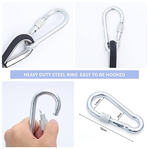 10mm/12mm (32FT/64FT) Climbing Rope, Outdoor Static Rock Climbing Rope, Tree Climbing Rappelling Rope, Escape Nylon Rope, Ice Climbing Equipment Fire Rescue Parachute Rope with 2 Steel Hooks - color: Black, size: 10mm/32ft