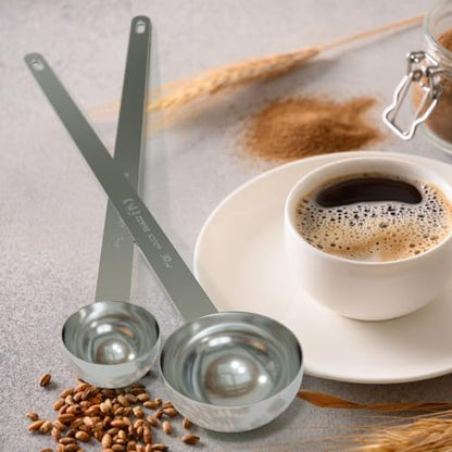 2PCS Extra Long Handle Coffee Scoop, 2Tbsp(30ml) Measuring Spoon | 9.5” Length, Food-Grade Stainless Steel, Accurate Measurement, Dishwasher-Safe, Engraved Marking, Coffee Ritual Essential - size: 2tbsp