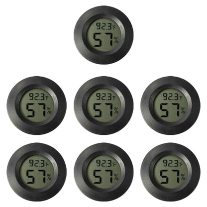 SECFOU 7pcs Mini Digital Thermometer Hygrometer for Terrarium, Compact Portable Plastic Temperature and Humidity Gauge for Indoor Home Use