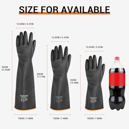 ThxToms Chemical Resistant Gloves, Puncture Resistant,Latex | Heavy Duty Rubber Gloves, Acid Oil & Alkali Resistant for Industrial Cleaning, Auto Repair, Mechanics, 18", 1 Pair - color: 18"