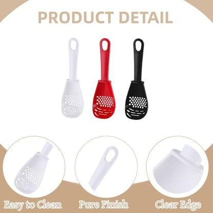 3 Piece Set Small Animal Litter Scoop Red White Black Plastic Mesh Scooper Hamster Cage Accessories Litter Sifter with Small Holes for Sand Bath