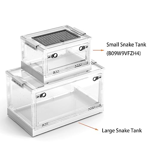 Dutiplus Large Snake Reptile Tank, Habitat Cages,White, 21.65"x12.6"x12.2" | Amphibians Habitat Cages, Sliding Screen Top, For Lizard, Gecko, Frog, Hamster, Hermit Crab - color: White