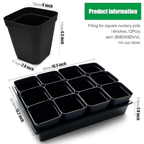 RooTrimmer Seed Starter Tray, 5 Packs Plant Tray, Durable Plastic Growing Trays, Stackable Seedling Starter Trays Perfect for Indoor, Outdoor, Greenhouses, 16.5" L x 13.2" W x 2.8" H - Black - size: 16.5" x 13.2" x 2.8" Trays - 5P