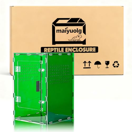 8x8x12 Deep Green Acrylic Terrarium Vertical for Spider Reptile | Vertical deep green acrylic terrarium 8x8x12, waterproof sealed body, secure anti-escape, suits Reptile spider small lizard - color: DeepGreen