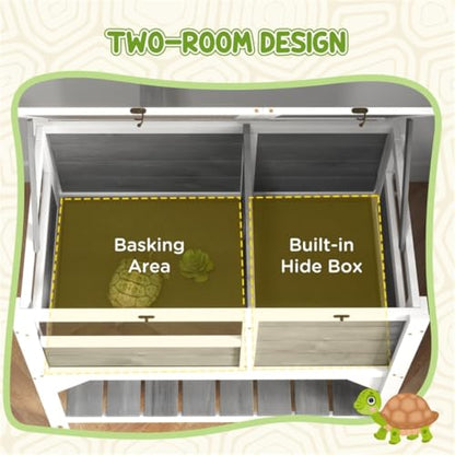 Reptile Enclosure with Shelf, 40.5”H Tortoise Habitat with Lockable Top, Lamp Stand, Acrylic Windows & Waterproof Tray for Lizard, Snake, Bearded Dragon - Easy Assembly - color: P-3