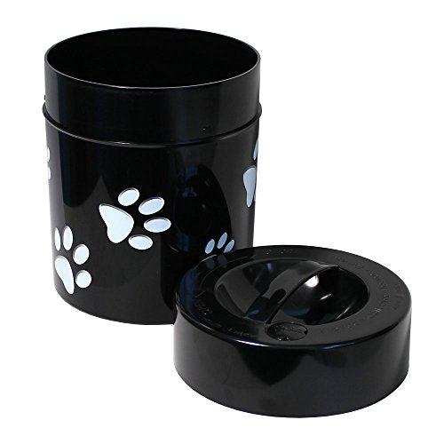 Tightpac Pawvac Kilovac Airtight Pet Food Container – Multi-Use Vacuum Container for Pet Food and other Dry Goods – 2.5 lbs / 40 oz / 3.8L, Wide-Mouth, Patented Vacuum Seal, Black with Paws - color: Black Paws, size: TV6