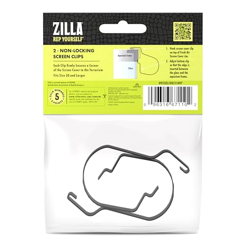 Zilla Reptile Terrarium Fresh Air Screen Non-Locking Clips, 2 Pack, Large