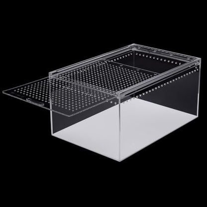 Reptile Terrarium, 12 x 8 x 6 Inch Acrylic Reptile Pet Breeding Cage with Magnetic Door, Multifunctional Clear Reptile Tank, Amphibians Feeding Box for Horned Frog, Scorpion, Spider, Snake