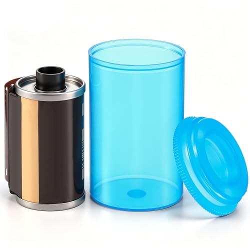 Jovitec 100 Pcs Plastic Film Canister Holder 35 mm Empty Camera Reel Containers Storage Containers Case with Lids for Small Accessories Fish Hook Film Beads(Blue) - color: Blue
