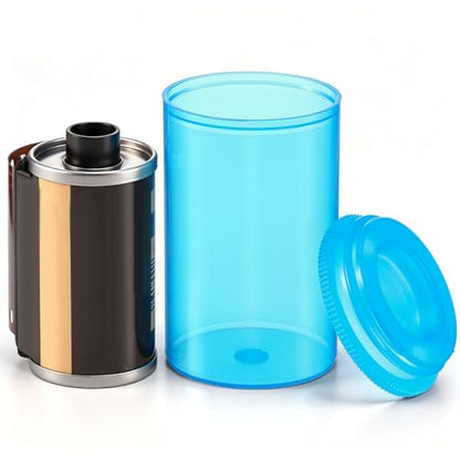 Jovitec 100 Pcs Plastic Film Canister Holder 35 mm Empty Camera Reel Containers Storage Containers Case with Lids for Small Accessories Fish Hook Film Beads(Blue) - color: Blue