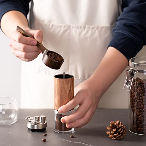 Wooden Coffee Scoop Small Long Handle Measuring Scoop for Jars and Containers - color: Brown 4 pcs