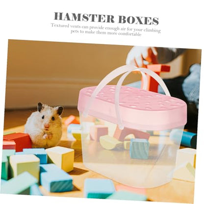 Mipcase 2pcs Small Pet Carriers Plastic Hamster Cages and Turtle Containers Medium Size Pink Portable Outdoor Travel Reptile Boxes for Hamsters and Small Animals