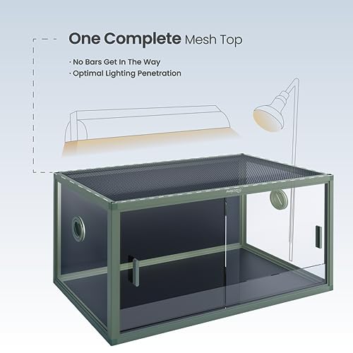 Stackable 50 Gallon Reptile Enclosure for Gecko, Juvenile Reptile | Optimal Ventilation & Light Penetration by Rust Proof Mesh Top, Easy Assembly within 6 Steps with Clear Instruction - color: Earthy Green, size: 50 Gallon