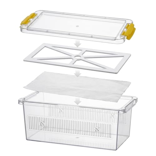 4 Pack ABS Reptile Breeding Box with 100 Non-Woven Pads Each – Stackable Reptile Enclosure for Snakes, Lizards & Spiders – Ventilated Hatchling Reptile Terrarium 8.7x4.3x3.9 Inch