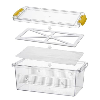4 Pack ABS Reptile Breeding Box with 100 Non-Woven Pads Each – Stackable Reptile Enclosure for Snakes, Lizards & Spiders – Ventilated Hatchling Reptile Terrarium 8.7x4.3x3.9 Inch
