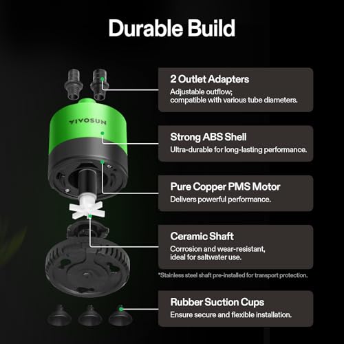 VIVOSUN 400GPH Sub Water Pump for Fish Tank, Pond, Aquarium, Hydroponics | 20W Submersible Water Pump, with Adjustable Flow, 4.9ft Tubing, Additional Ceramic Shaft, and Outlet Adapters, for Fountains - size: 5"×4"-400