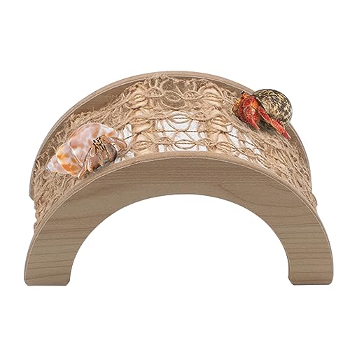 Hermit Crabs Climbing Bridge, Wooden Hermit Crab Climbing Toys with Rope, Hermit Crab Hideout, Aquarium Tank Accessory Small Animals Cage Accessory, Suitable for Hermit Crab Hamster Chinchilla Ferret - style: Rope