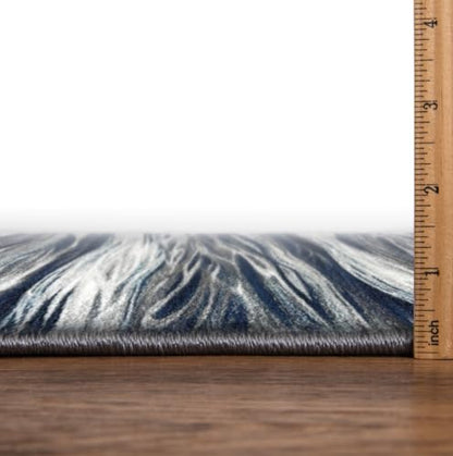 Keen Home Design Runner Rugs - 32"x91" Non-Shedding, Thick Pile Abstract Rugs for Kitchen, Living Room, Bedroom, Dining Room, Entryway - Size: 2'8" x 7'7", Skrik Navy - color: Skrik Navy, size: 2'8" x 7'7" (Runner)