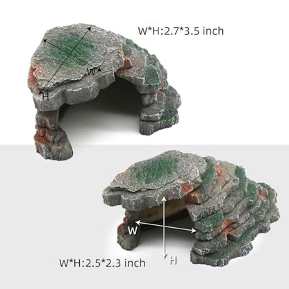 Gecko Hide Shale Scape Step Ledge, Reptile Cave Hideout Tank Accessories Decorations, Great for Reptiles, Amphibians, Leopard Gecko, Lizard, Frogs, Turtle (Small-B-7.3 * 4.4 * 3) - style: Small-B-7.3 * 4.4 * 3
