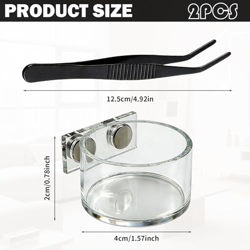 Jumping Spider Feeding Dish 2 Pack Magnetic Water Bowl with Tweezers | Magnetic Mounting, Shallow Design, Acrylic Material, Easy To Clean
