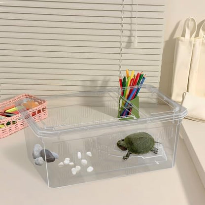 6 Pack Turtle Tank Breeding Box Horned Frog Plastic Portable Feeding Container for Small Reptile Amphibian Horned Frog Turtle Tortoise