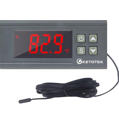 KETOTEK Digital Temperature Controller AC110V 10A Fahrenheit Thermostat with 2m Waterproof Sensor 2 Relays Heating Cooling Incubator - style: Output: 10A