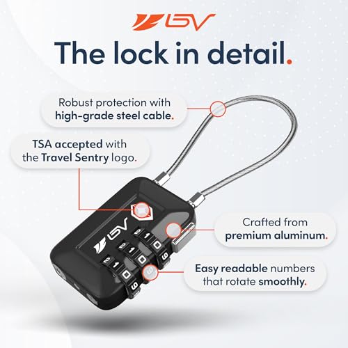 TSA Accepted Luggage Travel Lock, Set-Your-Own Combination Lock for School Gym Locker, Luggage Suitcase Baggage Locks, Filing Cabinets, Toolbox, Case (Black, 2 Pack) - color: Black 2-Pack