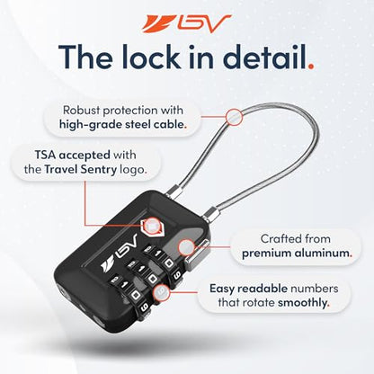 TSA Accepted Luggage Travel Lock, Set-Your-Own Combination Lock for School Gym Locker, Luggage Suitcase Baggage Locks, Filing Cabinets, Toolbox, Case (Black, 2 Pack) - color: Black 2-Pack