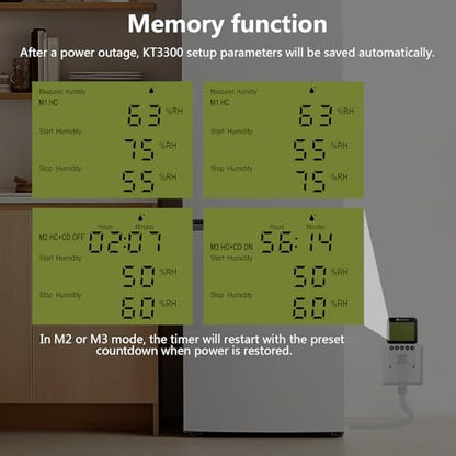 Digital Humidity Controller Outlet Plug 120v 15A Humidistat Countdown Control Switch for Greenhouse Reptile Bathroom Vent Fan Humidifier Dehumidifier